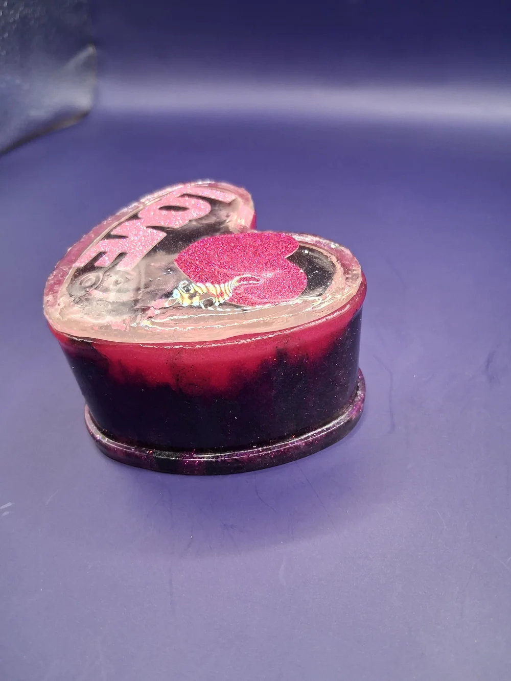 Heart-Shaped Pink Glitter Trinket Box